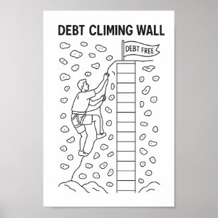 Schulden Kletterwand-Auszahlungsstreifen Poster