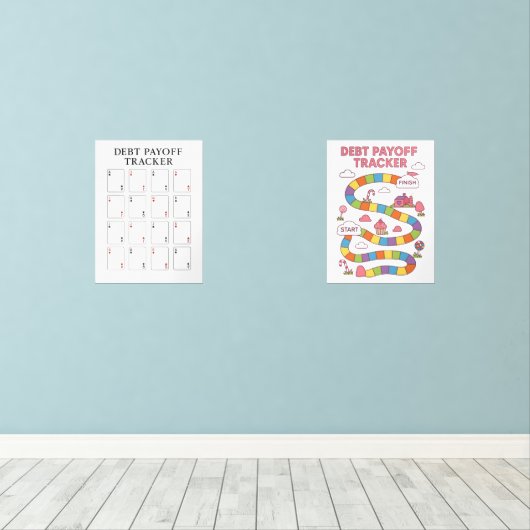 Schulden Payoff Tracker Bilderwand Sets (Holzboden)