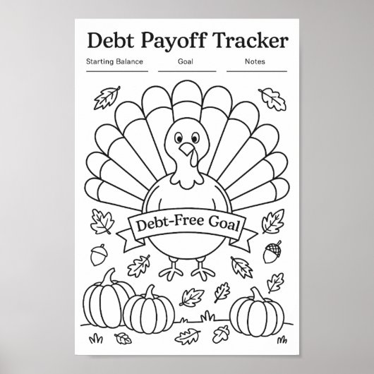 Schulden Payoff Turkey Feathers Tracker Poster (Vorne)