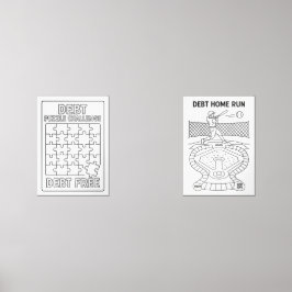 Schulden Puzzle und Zuhause Run Challenge Payoff T Bilderwand Sets