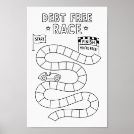 Schulden Race Track Game Poster Schwarz & Weiß