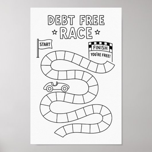 Schulden Race Track Game Poster Schwarz & Weiß (Vorne)