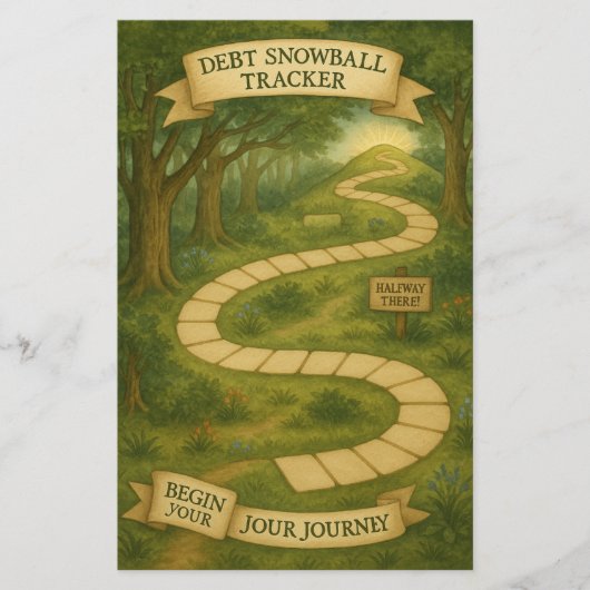 Schulden Snowball Tracker Game Adventure Briefpapier (Vorderseite)