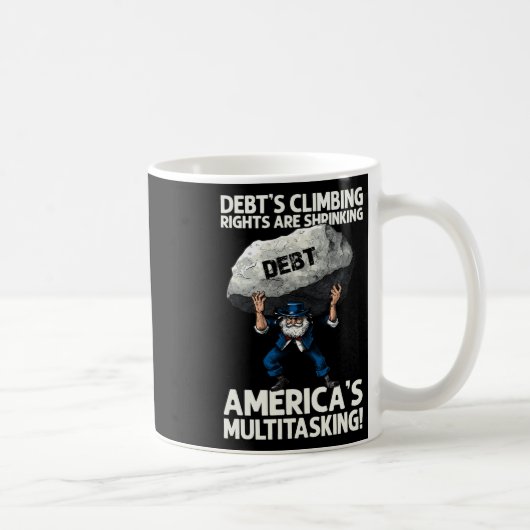 Schulden steigen und Amerikas Multitasking-Rede Kaffeetasse (Rechts)