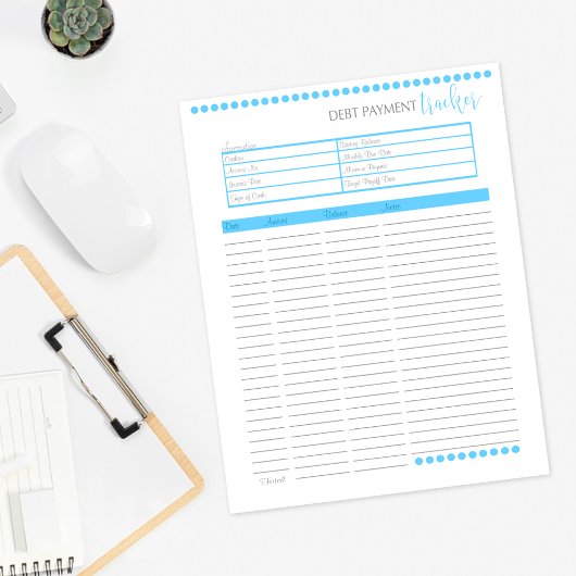 Schulden Tracker-Papier | Baby Blue