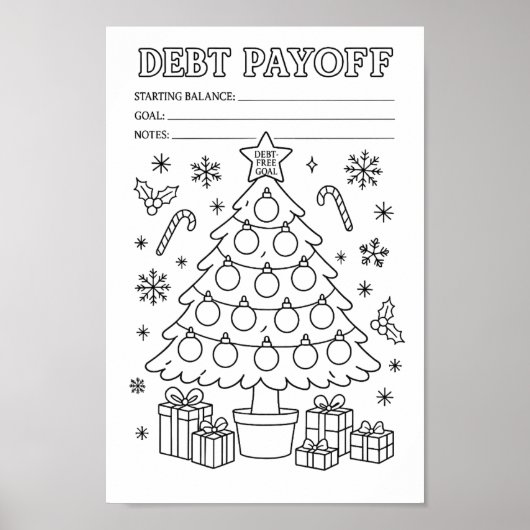 Schulden Weihnachtsbaum Ornament Payoff Tracker Poster (Vorne)