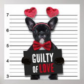 Schuldige Liebe Mugshot Dog Funny Valentine's Day Poster (Vorne)