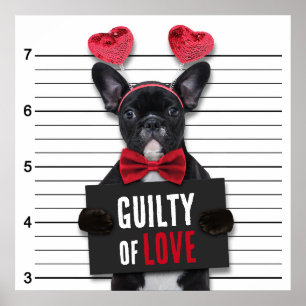 Schuldige Liebe Mugshot Dog Funny Valentine's Day Poster
