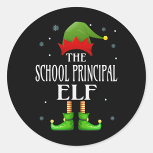 Schuldirektor Elf Xmas Funny Family Matching Ch Runder Aufkleber