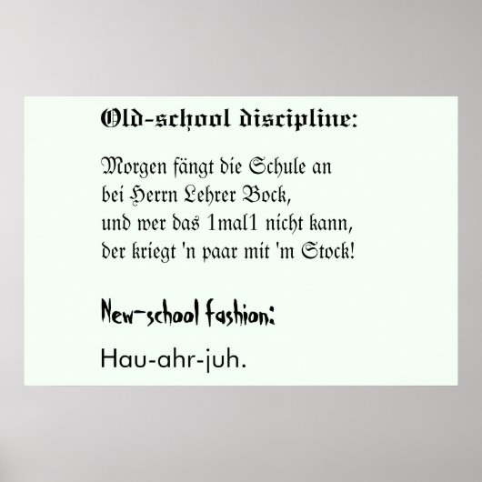 Schuldisziplin Poster (Vorne)