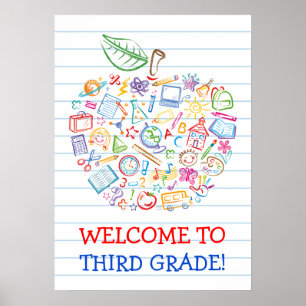Schuldoodles-Lehrer-Apfel-Plakat Poster