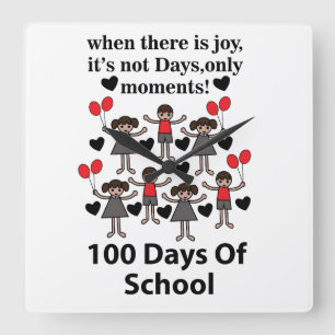 Schule 100 Tage Schule Quadratische Wanduhr
