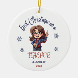 Schule 1 Weihnachtslehrer Niedlicher Geschenkname Keramik Ornament