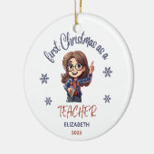 Schule 1 Weihnachtslehrer Niedlicher Geschenkname Keramik Ornament (Links)