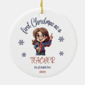 Schule 1 Weihnachtslehrer Niedlicher Geschenkname Keramik Ornament (Hinten)