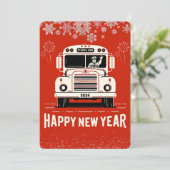 SCHULE BAS TREIBER GLÜCKLICH NEUJAHRESKARTE (Stehend Vorderseite)