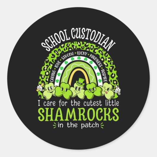 Schule Custodian St Patricks Day Kleeblatts School Runder Aufkleber (Vorderseite)