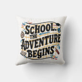 Schule Das Abenteuer fängt an Funny Zitat Kissen (Rückseite)