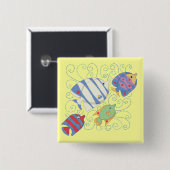 Schule der Fisch-T - Shirts und der Geschenke Button (Vorne & Hinten)