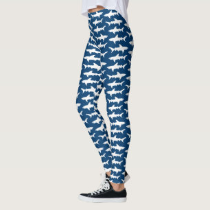 Schule der Haifische blau und des weißen Ozeans Leggings