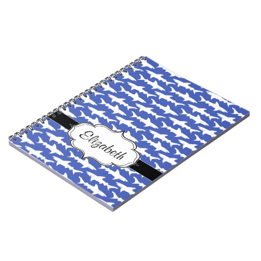 Schule der Haifische lustiges Blaues und weiß Notizblock (Linke Seite)