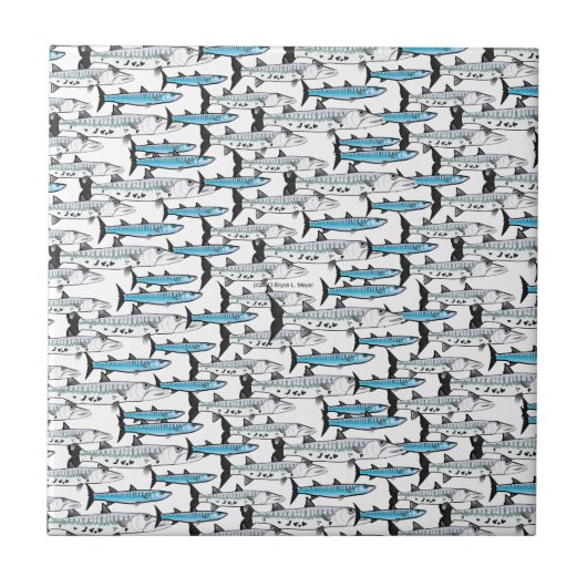 Schule des Barracudafischmusters Fliese (Vorderseite)