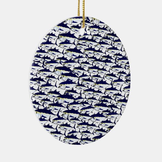 Schule des Bluefin-Thunfischs Keramikornament (Rechts)