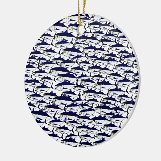 Schule des Bluefin-Thunfischs Keramikornament (Links)
