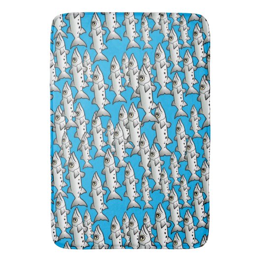 Schule des Scubadorable Great Barracuda Badematte (Vorderseite Vertikal)