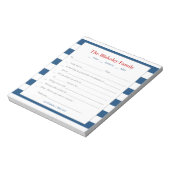 Schule Entschuldigung Personalisiert, blaue Streif Notizblock (Rotiert)