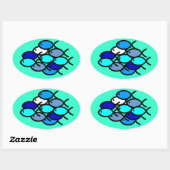 Schule für Christliche Fischzeichen - Blau - Ovaler Aufkleber (Blatt)