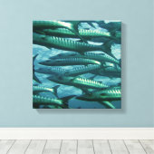 Schule für grüne Fische Canvas Print Leinwanddruck (Insitu (Holzboden))