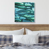 Schule für grüne Fische Canvas Print Leinwanddruck (Insitu (Schlafzimmer))