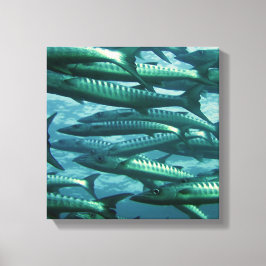Schule für grüne Fische Canvas Print Leinwanddruck