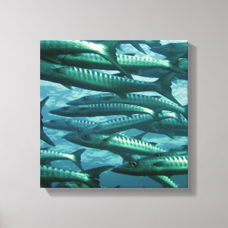 Schule für grüne Fische Canvas Print Leinwanddruck
