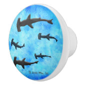 Schule für Hammerhead-Haie in der Silhouette Keramikknauf (Rechts)