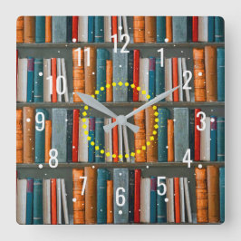 Schule für Lernen und Lesen von Büchern - Biblioth Quadratische Wanduhr