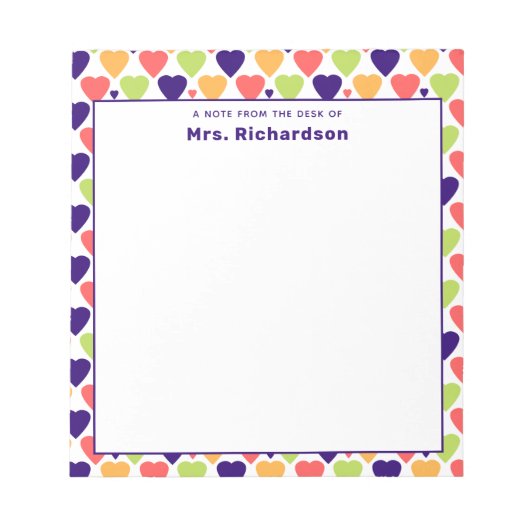 Schule für niedliche Herzklopfen Personalisierter  Notizblock (Vorderseite)