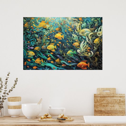 Schule für Rifffische Poster (Küche)