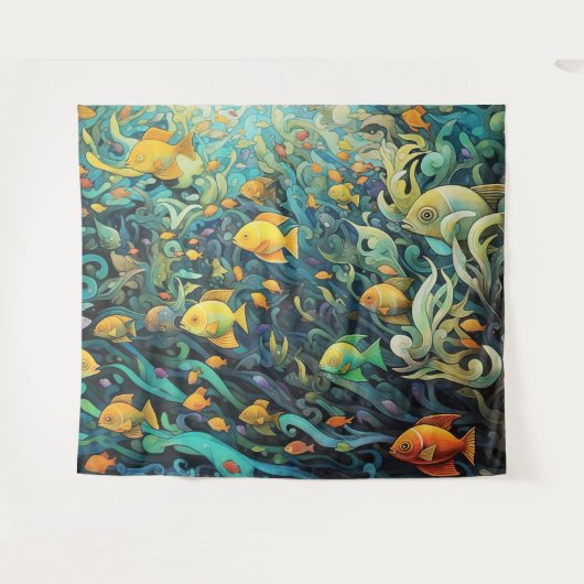 Schule für Rifffische Wandteppich (Vorderseite (Horizontal))