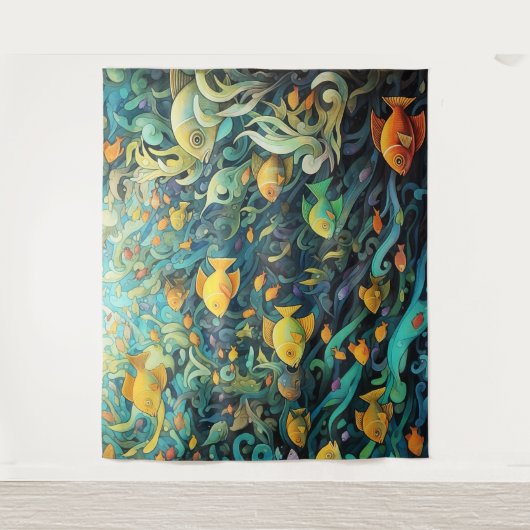 Schule für Rifffische Wandteppich (Vorderseite)