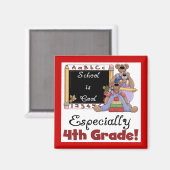 Schule ist Cool 4. Klasse Tshirts und Geschenke Magnet (Vorderseite/Rückseite)