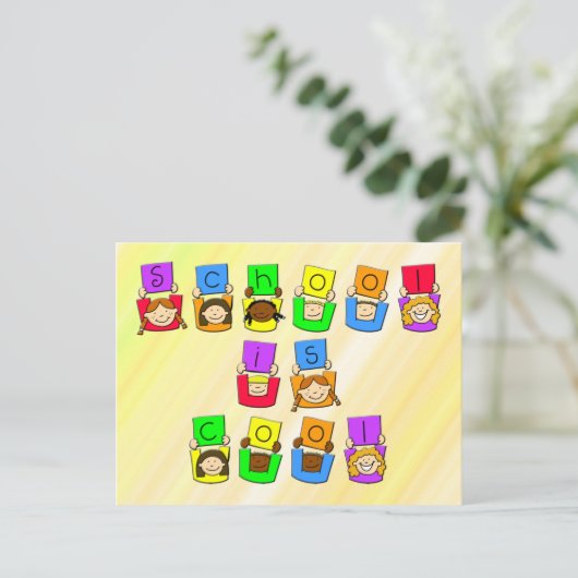 Schule ist Cool - Kinder Postkarte (Stehend Vorderseite)