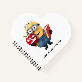 Schule ist Cool | Minion mit Apfel Eigenname Notizblock