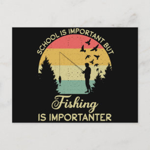 Schule ist wichtiges Fischen Vintage-Angeln Postkarte