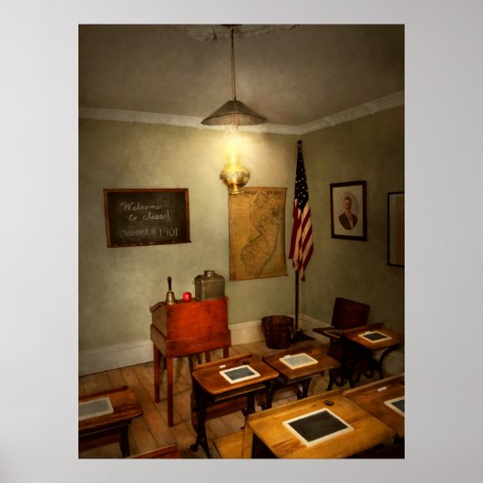 Schule - Klassenzimmer - Willkommen im Unterricht Poster (Vorne)