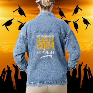Schule Schließ 202X Letterman Varsity Jeansjacke