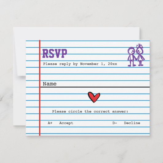 Schule Sweethearts Wedding Response Card RSVP Karte (Vorderseite)