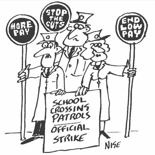 Schule Überqueren Patrol Lollipop Men on Strike Aufkleber (Vorderseite)