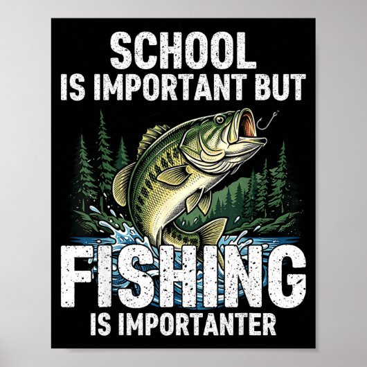 Schule wichtiges Fischen lustiger Fischer Männer K Poster (Vorne)
